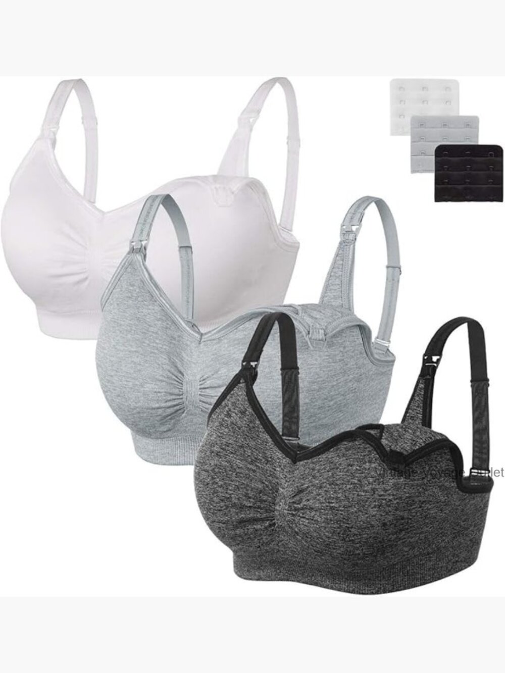3 Pack Seamless Nursing Bra Maternity Breastfeeding Sleep Bra With Extenders